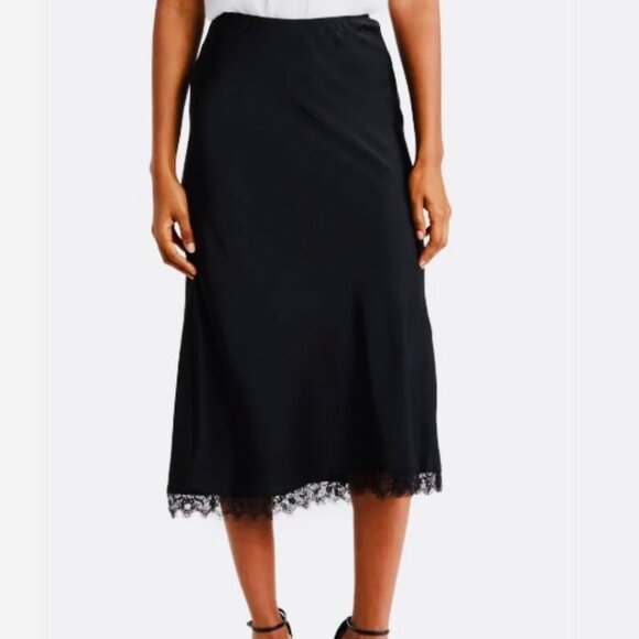 CeCe Dresses & Skirts - NWOT CeCe Midi Skirt Lace Trim Black Womens S